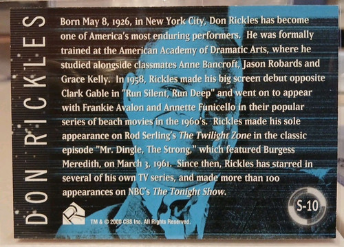 Twilight Zone Serie 2 Don Rickles Twilight Zone Stars Insert Card S10 2000 - Bild 2 von 2