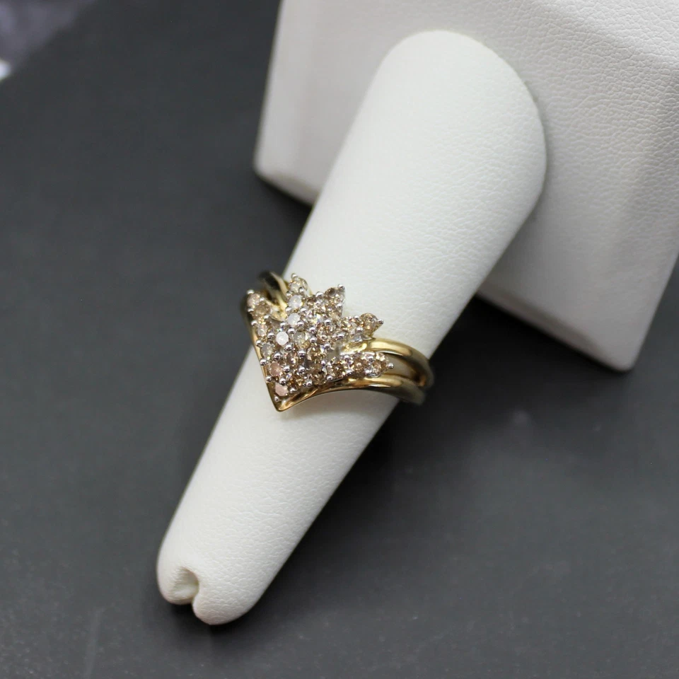 Enorme anillo con racimo de diamantes naturales reales de 1 quilate - compromiso/boda de cóctel ardiente Foto 3 de 4