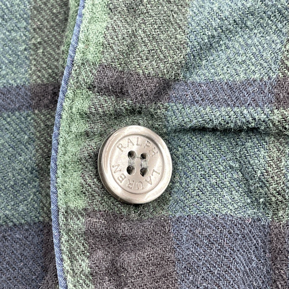 Conjunto de pijama Polo Ralph Lauren para hombre grande verde azul a cuadros algodón franela pony Foto 4 de 4