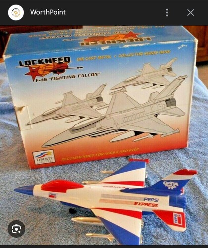 NIB 1994 Liberty Classics Pepsi Diecast Bank Lockheed F-16 Fighting Falcon - Picture 9 of 9