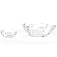 7pc Square Premium Glass Bowl Set Crystal Clear Dessert Fruit Salad Ice Cream