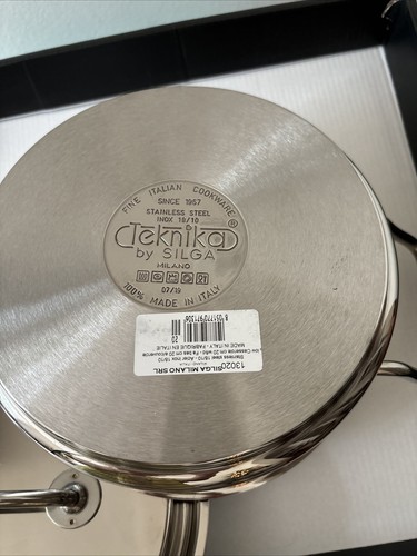 Tecnika by Silga Steinless Steel Inox 18 x 10 Pot with Lid Made in Italy NEW - Picture 8 of 10