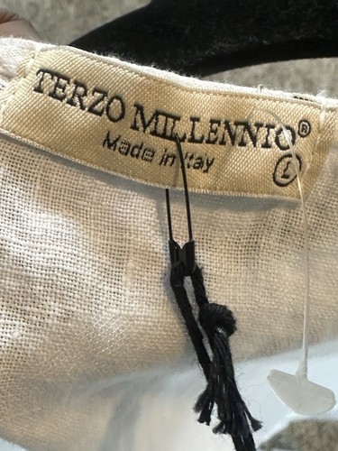 Top túnica Terzo Millennio blanco bordado lino L (nuevo) - Imagen 6 de 7