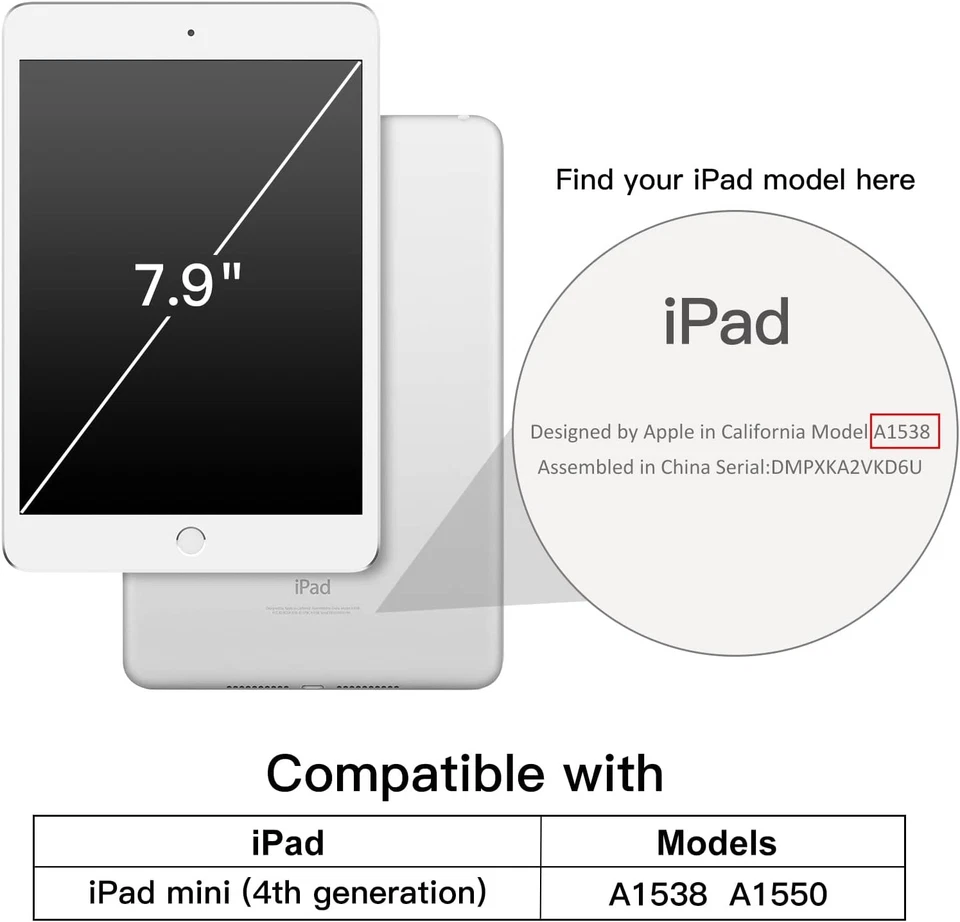 JETech Case for iPad mini 4, Smart Cover with Auto Sleep/Wake (Black) Black  - Image 2 of 4