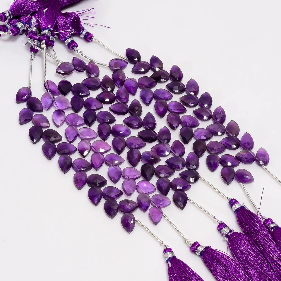 Cuentas facetadas con forma de pera de piedras preciosas de amatista africana 10X7X4 mm hilo 4" UGB-823 Foto 2 de 4