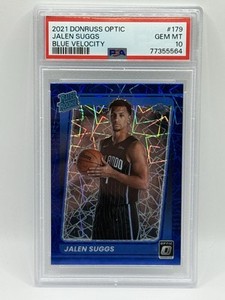Jalen Suggs 2021-22 Donruss Optic Blue Velocity Prizm RC #179 PSA 10 Gem Mint