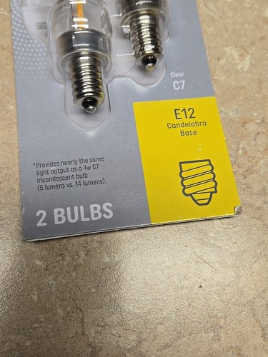 GE Lighting LED Night Light Bulbs, Candelabra Base 1/2-Watt, 2-Pk. NEW Clear - Picture 4 of 4