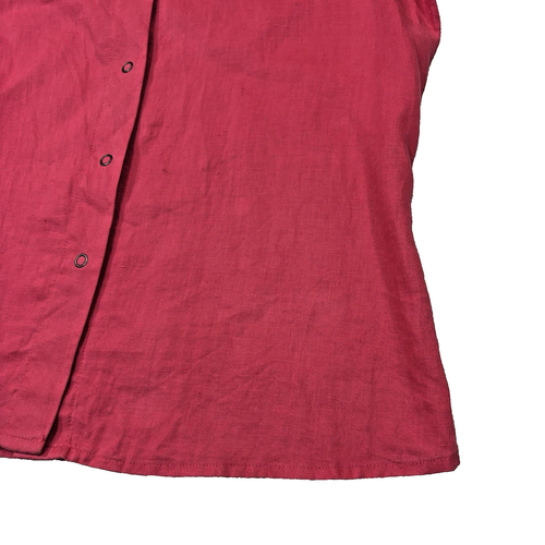 J. Jill Linen Raspberry Snap Button Front Long Sleeve XS Blouse Shirt - Picture 9 of 22