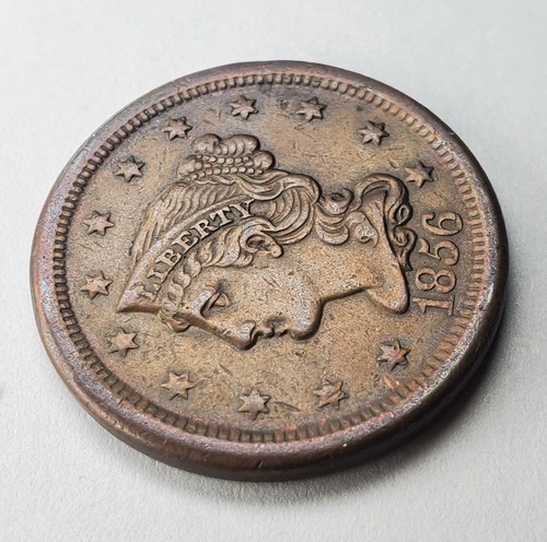 CENTAVO GRANDE 1856 INCLINADO 5 PELO TRENZADO, BONITO COLOR EN MUY BUEN ESTADO - Imagen 10 de 13