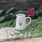 Gisela Graham Christmas Jug - Ceramic Mini Cream Jug with Green White Snowdrops