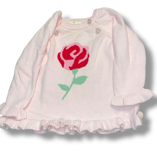Kate Spade New York Sz 6 Months Eu 68 Baby Girl Rose Ruffle Sweater Buttons Pink