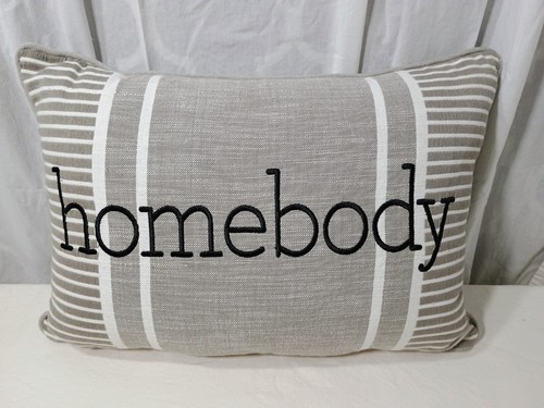 Homebody Embroidered Throw Pillow Home Decor Modern Pillow Grey Gray Rustic  - Picture 1 of 2