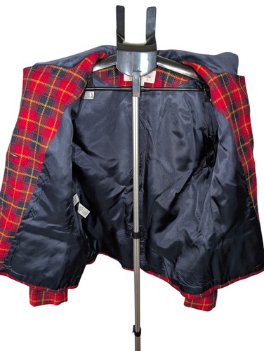 Vintage Damen-Blazer Schottenmuster kariert Samt Wolle Übergröße 14 Dark Academia adrett - Bild 3 von 8