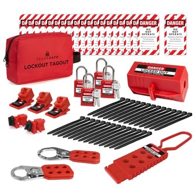 TRADESAFE Electrical Lockout Tagout Kit - Hasps, Clamp on and Universal Multi...