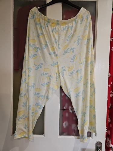 Ladies Yellow Fruit Patterned Stretch Pj Bottoms Size 16-18