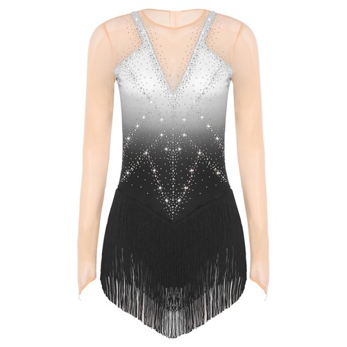 Womens Dresses Patchwork Dress Built-In Briefs Dancewear One Piece Glittery - Picture 32 of 83