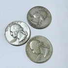 WASHINGTON SILVER QUARTERS LOT OF 3. 90% SILVER CIRCULATED COINS FREE SHIP #8819