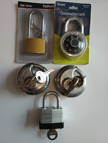 5 New Locks 2 Are 60mm Brinks Stainless Circular Locks Others Are Miscellaneous
