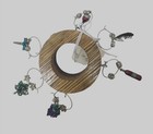 Wine Bottle Charm Set  6 Silver Color Painted Metal Charm Glass Bead on Wine Sta