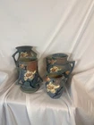Roseville Magnolia Blue Art Pottery Vase & Jardiniere Lot 4 Pcs Vintage