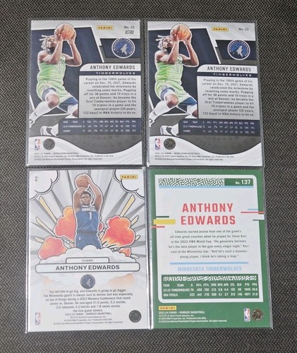 (4x LOT) Anthony Edwards 2021-22 Revolution Astro + 2022-23 Donruss Bomb Squad - Picture 2 of 2