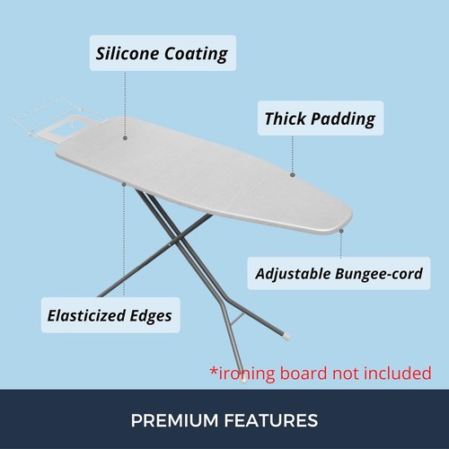 Ironing Board Cover and Pad Standard Size Silicone Coated 4 Layers 15x54 Inch - Picture 4 of 6