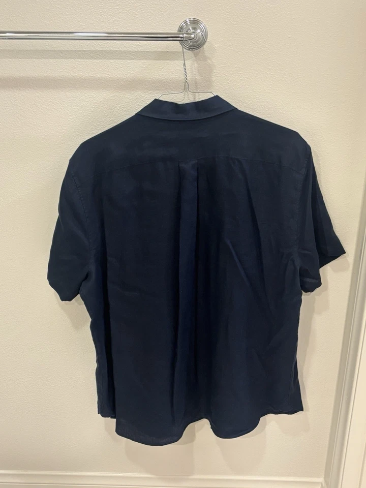 Vince Short Sleeve Linen Shirt Classic Fit Navy XL - Image 2 of 4