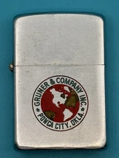 Vintage 1958 Gruner & Company Ponca City OK Chrome Zippo Lighter