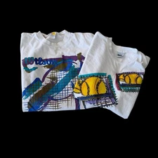 90’s Vintage Wilson Tennis Men’s Two Graphic T-Shirts Sz XL Distressed Flaws