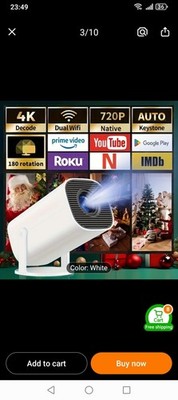 Mini Portable Projector Smart  with Wireless, Compatible for Phone/Tablet/PC,