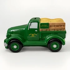 John Deere Y2K Enesco Ceramic Truck Coin Bank w/ Hay Load Farm Collectible