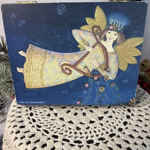 Viv Eisner Hess Angel with Harp Wooden Jewelry Trinket Box Vintage 1999 - Picture 2 of 8