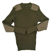 Vintage US Military Wool Service Sweater Mens 42 Green Epaulette Army