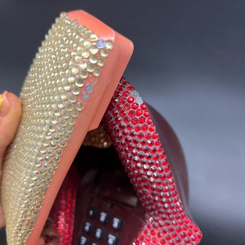 Vintage Rhinestone Lips Telephone Pop Art Rolling Stones Style – Not Tested - Zdjęcie 8 z 10