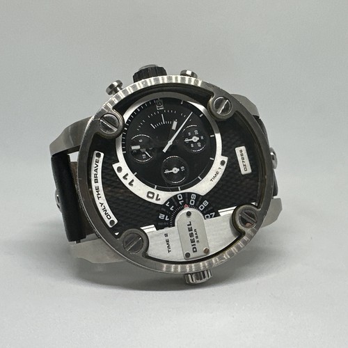 Diesel Little Daddy DZ7256 Reloj de cuarzo con esfera analógica de cuero negro para hombre HME711 - Imagen 6 de 11