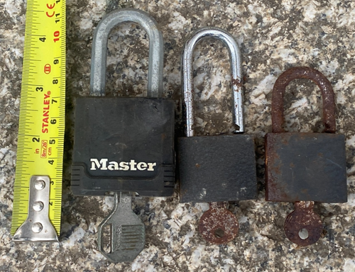 3x Padlocks Locks With Keys inc Master - Picture 5 of 5