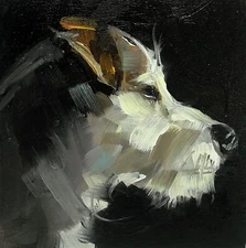 Original Oil Painting Dog Portrait Animal Pet Wall Art Signed Made to Order