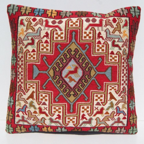 Set of 4 Shasavan Pillow Covers - Kurdish Tribal Design, 20x20" Decorative Throw - Picture 2 of 12