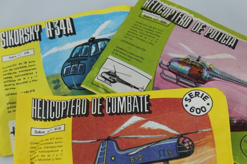 3 Sobres MONTA PLEX Serie 600 Helicopteros NUEVOS SIN ABRIR años 70 Juguetes. - Imagen 2 de 3