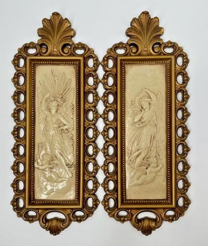 Vintage Homco Hollywood Regency Ornate Gold Mythical Greek Goddess Wall Plaques - Picture 2 of 12
