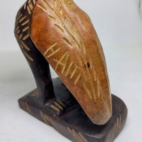 Hand Carved Wood Bird Figure-Haiti Souvenir-Rustic-Folk Art-Primitive-Vintage - Picture 6 of 7