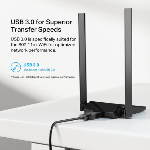 TP Link AX1800 USB WiFi 6 Adapter Dual Band 5GHz 2.4GHz High Speed PC - Picture 6 of 8