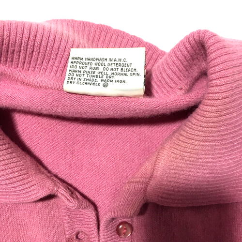 David Keys Vintage Retro Pink Collared Button V Neck knit jumper ladies Size 18 - Picture 8 of 9