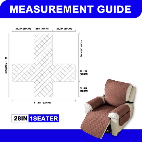 Quilted Sofa Cover Recliner Slipcover Armchair Loveseat Couch Protector 28 in - Picture 4 of 4