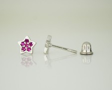 14k White Gold CZ Star Stud Earrings