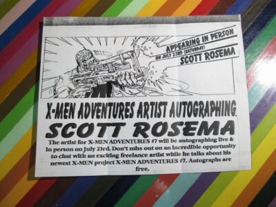 vtg 1980s 1990s RPG comics Convention Gaming Scott Rosema signing X Men flyer
