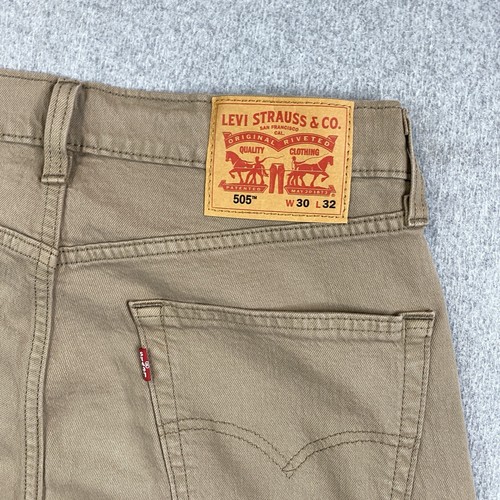 Levis 505 Jeans Mens 30x32 Straight Beige Denim Stretch Preppy Cowboy Western - Picture 17 of 22