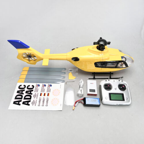 Roban RTF 450Size EC135 Yellow Blue Tail RC Helicopter 4 blades X2 Model - Picture 2 of 8