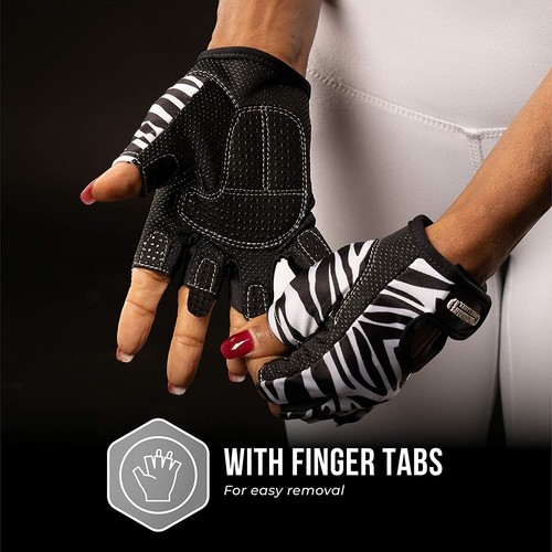 Contraband Pink Label 5277 Women's Design Series Zebra Print Lifting Gloves - Picture 9 of 23