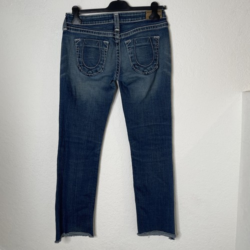 Pantalones de mezclilla rectos True Religion para mujer dobladillo crudo gira mundial talla 29 hechos en EE. UU. - Imagen 2 de 15